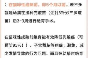 为什么要给猫做结扎？（探讨猫咪结扎的重要性及好处）